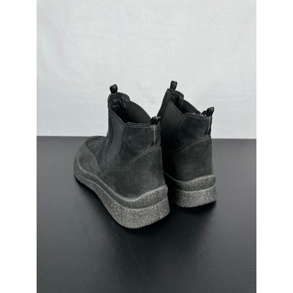 Ecco Black Leather Suede Ankle High Wedge Boots Ladies Size 41 EU - Picture 3 of 9